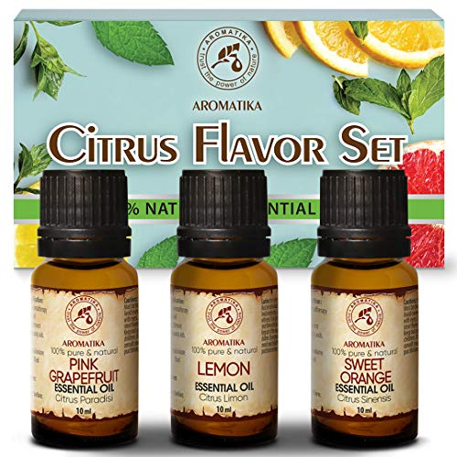 Olio Essenziale Set - Set di Oli di Agrumi - Set di Limone & Arancia & Pompelmo - 100% Puro - per Diffusori, Bruciatori & Umidificatori - Massaggio - Spa - Aromatherapie - Bagno - Miglior Regalo
