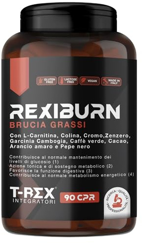 T-Rex Integratori L-Carnitina, Zenzero, Piperina, Glucomannano, Garcinia Cambogia e Caffè Verde | 90 compresse