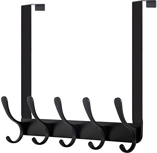 WEBI Over The Door Hooks for Hanging,Door Hanger,Over The Door Towel Rack Coat Rack for Towels,Clothes,Bathroom,Black