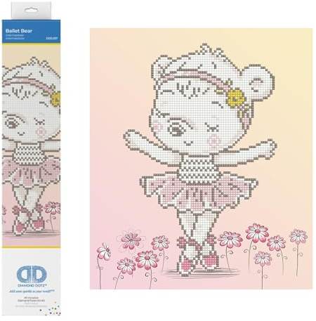 DIAMOND DOTZ Painting, Intermediate Kit DD5, Ballet Bear, 32cm x 32cm