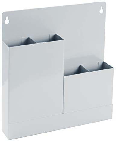 ADB Wandhalter 2-fach für Kabelbinder, H331xB301xT61 mm, pulverbeschichtet, 2 Fächer in 2 Abschnitte, Weißaluminium RAL9006, Wandmontage