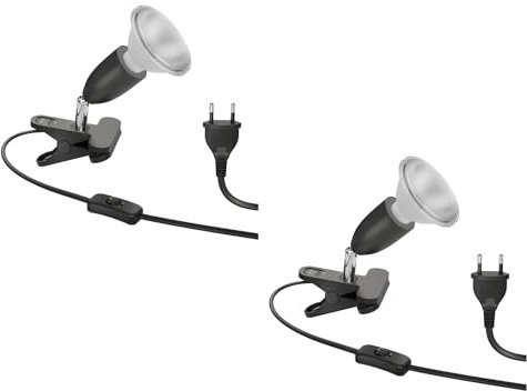 ledscom.de 2 Stück E27 Klemmleuchte LIK, schwarz inkl. E27 PAR30 LED Reflektor-Lampe 1025lm weiß