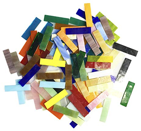 1 bande de verre teinté de 4 cm, pour loisirs créatifs, loisirs créatifs, assiettes, cadres photo, pots de fleurs, bijoux faits à la main, 200 g (mélange de couleurs)