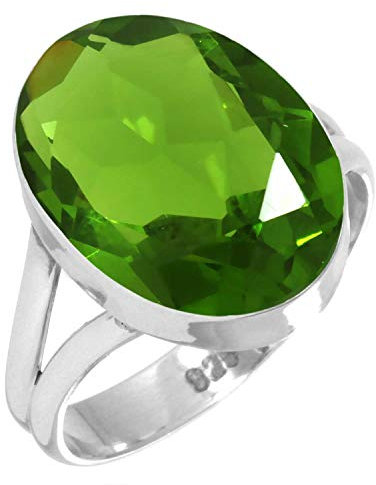 Jeweloporium 925 Sterling Silber Ringe für Damen Grün Peridot-Quarz mit Stein Boho Silber Ringe Größe 57(18.1) Engagement Geschenk Handgefertigt Schmuck