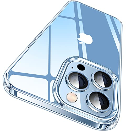 CASEKOO Crystal Clear für iPhone 13 Pro Hülle, [Nie Vergilbung] [Unzerstörbarer Militärschutz] Stoßfeste Kratzfeste Schutzhülle Dünne Handyhülle Transparent Case - Durchsichtig
