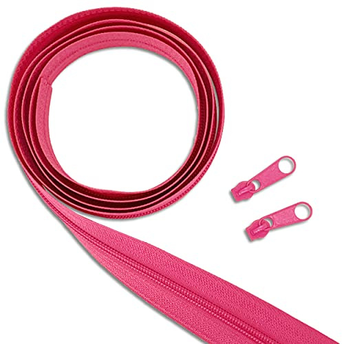 Wohnkult 1 m Endlos-Reißverschluss|3 mm Spirale|+ 2 Zipper | Meterware |25 Farben Auswahl (146 | Pink)