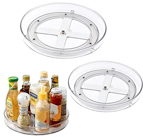 HATOFICE 2 Größen Drehbar Gewürzregal Organizer Drehtell Lazy-Susan Küchen Organizer- Gewürzhalter Drehbarer Kühlschrank Organizer (23.5cm/9.3in & 27cm/10.6in) für Vorratsdosen Gewürze