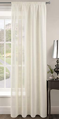Plain Voile Woven Slot Top Premium Sheer Voile Panel - Internal Door Curtains, Patio Door Curtains, Privacy Window Voiles (Cream, 59 Width x 90 Drop)