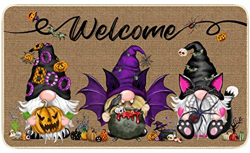 Halloween-Zwerg-Fußmatte, Urlaubsdekoration, Willkommens-Fußmatte, Gummi-Rückseite, Veranda, Teppich, Eingang, Bodenmatte, Boo, Fledermaus, Teppich für drinnen und draußen, 73.2x43.2 cm (Zwerg)