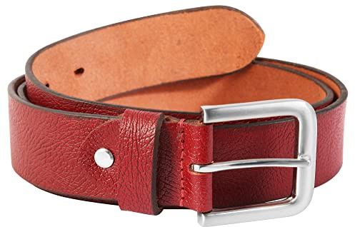 LEONARDO VERRELLI Unisex-Gürtel Leder kürzbar 80-140 cm 3100093-96 (rot, Bundweite: 140 cm - Gesamtlänge: 155 cm)