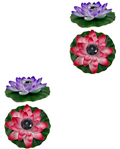 Mipcase 4 Stück Lotusblatt Lampe Schwimmende Imitation Mittelstücke Float Für Solarpools Blumenvasen Dekorativ Zubehör Teichlicht Aquarium Künstliche Nacht Romantisch Falscher Lotus