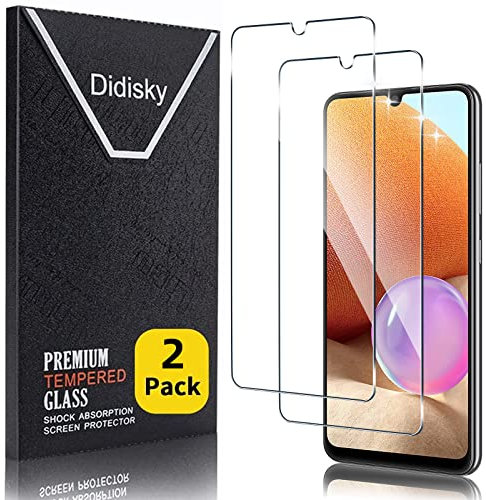 Didisky Lot de 2 Protecteur Verre Trempé pour Samsung Galaxy A32 4G, Film Protection écran, dureté 9H, Pas de Bulles, Haute définition