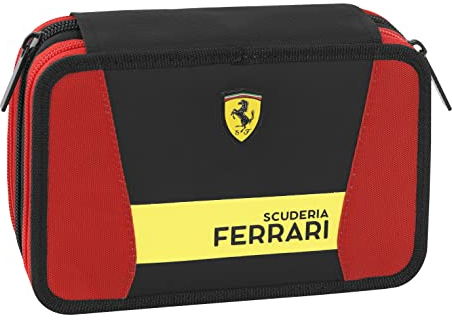 Ferrari KIDS - Astuccio 3 Scomparti Bambina e Bambino con Cancelleria Scuola Integrata e Vani Portapenne + Penna Cancellabile Frixion - Astuccio Scuola Organizer Grande