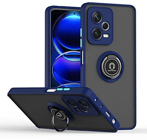 XINYEXIN Funda para Xiaomi Redmi Note 12 Pro 5G, Funda con Soporte de Anillo, TPU + PC Translúcido Anti- Arañazos Carcasa Protectora Antigolpes Case Cover - Azul Real