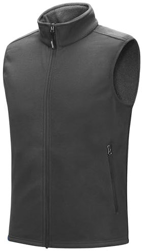 Outdoor Ventures Gilet da uomo foderato in pile giacche leggere senza maniche per uomo caldo gilet da lavoro con tasche per escursioni, arrampicata, viaggi, Grigio Dim, XXL
