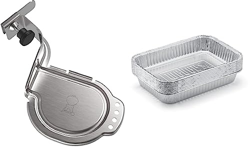 Weber Charcoal Kettle iGrill Mounting Bracket, Silver & 6415 Drip Pans 10-Piece, Small, Silver
