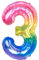 Ponmoo 40 Zoll Foil Luftballon Zahl 3 Neon Regenbogen (101cm), Helium oder Luft, Riesige Folienballons Nummer 0-100, Große Ballons für Hochzeitstag und Geburtstagsparty Ballon Dekoration