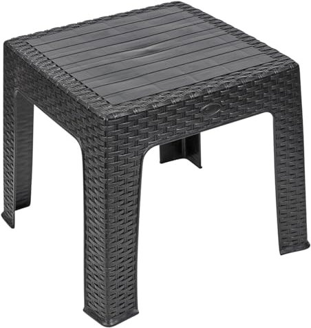 URBNLIVING Rattan Design Wicker Coffee Table Bistro Outdoor Plastic Garden Patio Furniture (Black)
