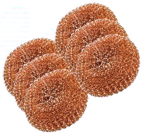 HOMESHOPA Copper Scouring Pad, 6 Pack Copper Coated Spiral Scrubber Scourer, Long Lasting Scourer for Cleaning Dirt, Grease & Grime, Pan Scourer, Heavy Duty Kitchen Pots Pans Scrubber
