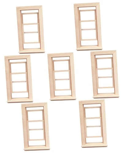 HEMOTON 7st Simulation Von Türen Und Fenstern Haustürdekoration Puppenhäuser Aus Holz Lichthausdekorationen Für Zu Hause Miniatur-holzfenster Fee Haustür Hölzern Einfach Kleines Fenster
