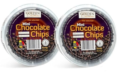 Elisha Mini Chocolate Chips - Pack of 2 x 220G - Made with 100% Cocoa Butter and Real Belgian Chocolate - Kosher Certified Chocolate Chips - Perfect Chocolate Sweets for Baking and Variety of Recipes
