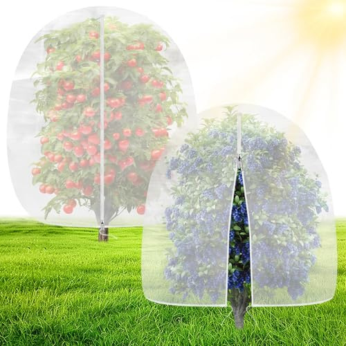 OZMI Cubierta de red de arbustos de arándanos, protector de plantas de jardín con cremallera y cordón, protección de plantas, bolsas de red de malla para árboles frutales, arándanos, arbustos,
