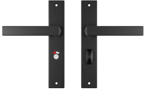 AXA Türbeschläge set - Edge Riga - Türklinken Innentüren mit Langschild - Für Toilette und Badezimmer - Schwarz - TL63-8