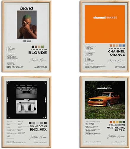 Frank Ocean Signiertes limitiertes Albumcover-Poster, Leinwand, Wandkunst, HD-Drucke, 4 Stück, für Teenager und Mädchen, Wohnheim-Dekoration, 20,3 x 30,5 cm, ungerahmt