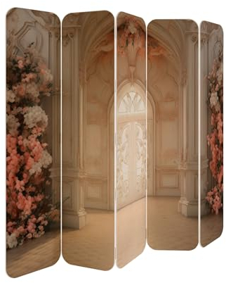 Paravent Raumteiler - 5-teilig Raumtrenner, Druck 2-Seite - Premium QUALITÄT 100% Holz - Raumtrenner - Trennwand Wohnung - Room Divider - Spanische Wand Deko Modern Sichtschutz