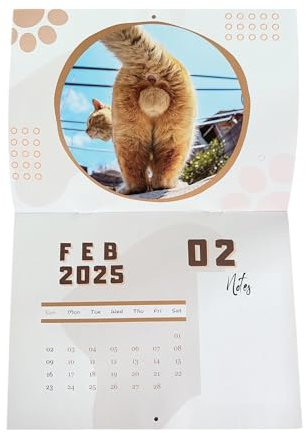 Cat Balls Kalender 2025, Katzen Butthole Kalender, Lustiger Katzen-Ball-Wandkalender Mit 12 Glänzenden, Lustiger Katzen Wandkalender, Für Frauen, Männer, Jugendliche Und Katzenliebhaber