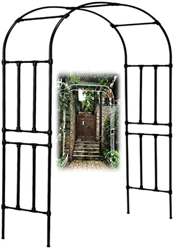 XAoSCd Gartenbogen-Spalier Für Verschiedene Kletterpflanzen, Sonnen- Und Wasserbeständiger Rosenbogen Aus Metall, Stabile Röhrenförmige Gartenlaube,Black-3.5mx2.67mx0.5m