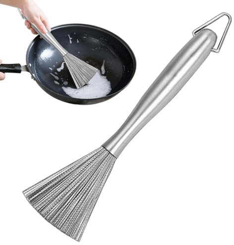 Nettoyeur de Brosse pour – Brosse en Bambou pour Un Nettoyage Efficace du | Poils naturels pour Un Nettoyage en Douceur, idéal pour Les woks en Fonte et en Acier au Carbone, Durable et