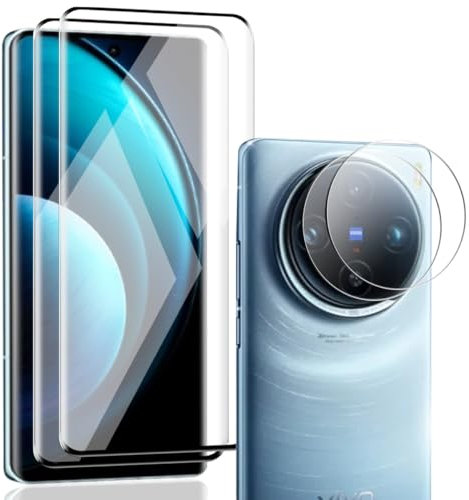 Zerrshoo Vetro Temperato per Vivo X100 Pro, Pellicola Protettiva 2 Pièces et Pellicola Fotocamera 2 Pièces. Vetro Temperato Film Anti Graffio, Durezza 9H, HD Chiaro per Vivo X100 Pro
