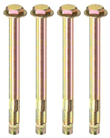 M METERXITY 4-Pack External Metal Hex Expansion Bolt M10x150mm, Colored | Galvanized Iron-Carbon Steel, Anti-Corrosion Metal Bolt for Concrete, Dry Brick, Block Walls