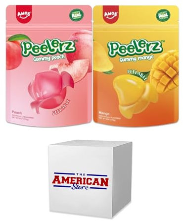 Peelerz Gummy Peeling Candy Peelable Fruit Snacks Bundle I Mango & Peach 6oz (170g) I One of Each!
