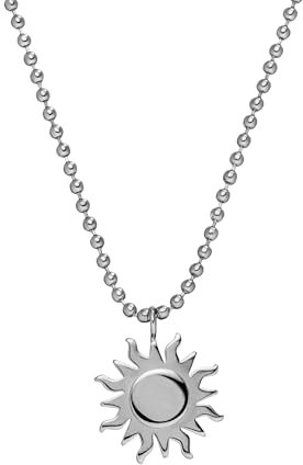 Purelei® Damen Sonnen-Kette – Filigrane Kugelkette mit Sonnen-Anhänger aus Edelstahl (18K vergoldet, Silber, Roségold) | Verstellbare Länge 50/55 cm (Silver)