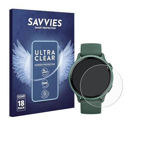 Savvies Schutzfolie für Garmin vivoactive 6 | 18 Stück Transparenter Displayschutz Made in Germany Ultra-Klar Displayschutz-Folie