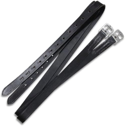Brama West Steigbügelriemen aus Leder - 125/135/145/155cm - Paar - Bügelriemen - schwarz (155)