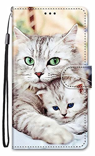 Nodigao für Samsung Galaxy A17 4G 5G Hülle Leder Magnetisch Kickstand mit Kartenfach Tier Muster Motiv Book Flip Hüllen Handyhülle Tasche Case - Katze
