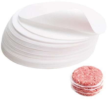 Burger Papier Rund 13 cm 500 Stück, Antihaft Brotpapier und Burger Papier für Hamburgerpresse, Airfryer Backpapier Butterbrotpapier Backpapier Rund für Burger Pattie