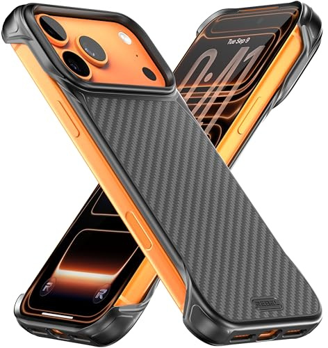 Rebel Schutzhülle für iPhone 17 Pro Max [Flex-Serie], freiliegende Seiten für Komfort, Aramidfaser, Starke MagSafe-kompatibel, stoßfeste Ecken, Metalllinse, schützendes rahmenloses Design, 17,5 cm