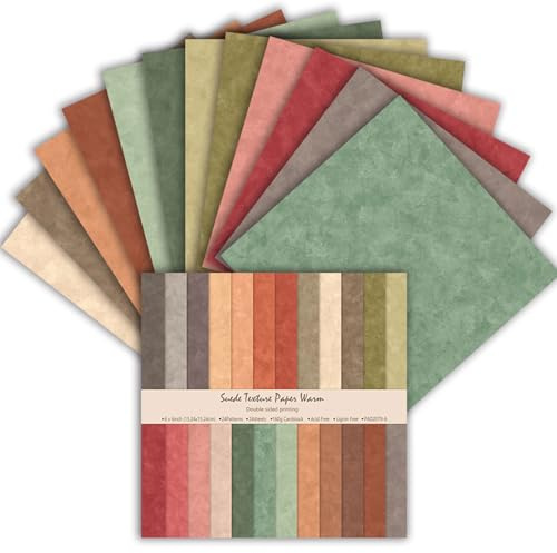 MerwDeeyt Scrapbook Papier 24 Blat Buntes Muster Bastelpapier (Bunt 4) | 15,2x15,2 cm/6x6 in, Doppelseitiges, Blumen Motivpapier, Vintage Dekopapier, für Journal Scrapbooking