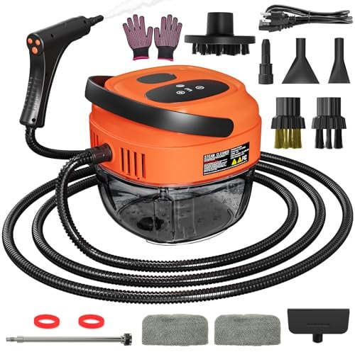 Handheld Steam Cleaner, 2500W High Temperature Pressurized Machine with 1.7L Water Tank, Handle-Controlled Steam Output, Portable Cleaning Steamer for Home, Car, Bed Bugs, Furniture, Grout (Red)