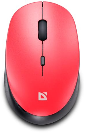 Defender Auris MB-027 – Kabellose Maus, Silent Click, 1600 DPI, PixArt Sensor, Symmetrische Büro Maus für PC Laptop (Rot)