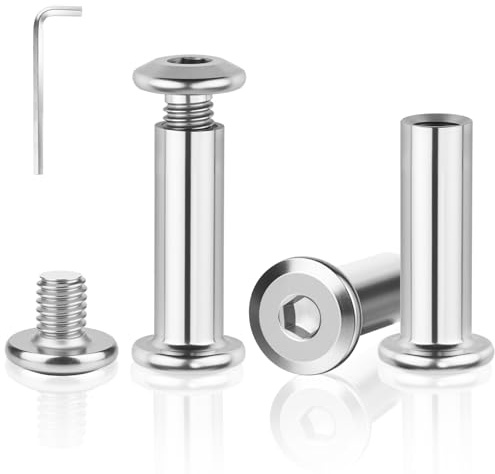 jwtyu 40 pezzi Viti di collegamento M8x40mm Dadi a bussola (20 dadi a bussola e 20 viti a bussola) Acciaio inossidabile A2 V2A viti di assemblaggio per mobili viti a bussola per mobili, pannelli in