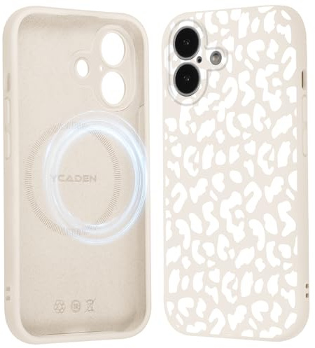 Coiwxmoi Magnetisch Handyhülle für iPhone 17 Leopard Hülle, Aesthetic Leo Muster Cheetah Design für Frauen Mädchen, Kompatibel mit MagSafe,Silikon Schutzhülle Cover Case für iPhone 17 6,3,Weiß