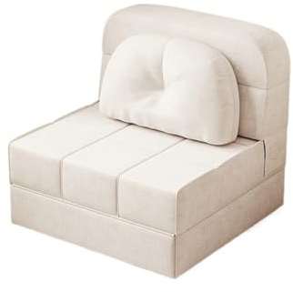 GLigeT Tragbar Klappbares Schlafsofa, kann in einen Schlafsesselboden und EIN Kissen umgewandelt Werden, geeignet for Gästebetten(Weiß,100cm)