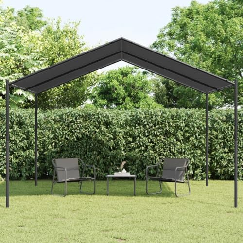 Gartenpavillon Anthrazit 4x4 m Stahl und Stoff Überdachung wasserfest UV-Schutz robust Partyzelt