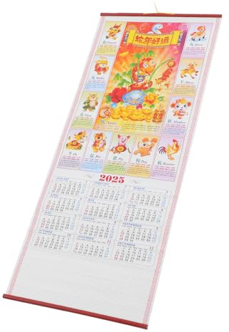 TOPBATHY Hängekalender 2025 Schlangenjahr Feiner Chinesischer Wandkalender im Scrollformat Leichter Terminkalender zum Aufhängen für Büro und Zuhause