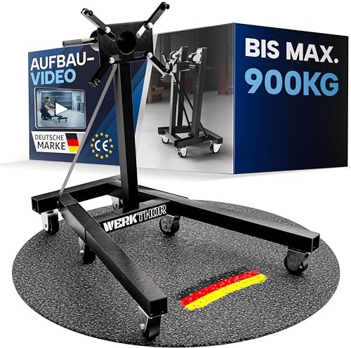 WERKTHOR Support Moteur Atelier 900kg | Support Moteur Rotatif 360° Extra Lourd | Support Moteur Professionnel Acier pour V8 Diesel Utilitaire